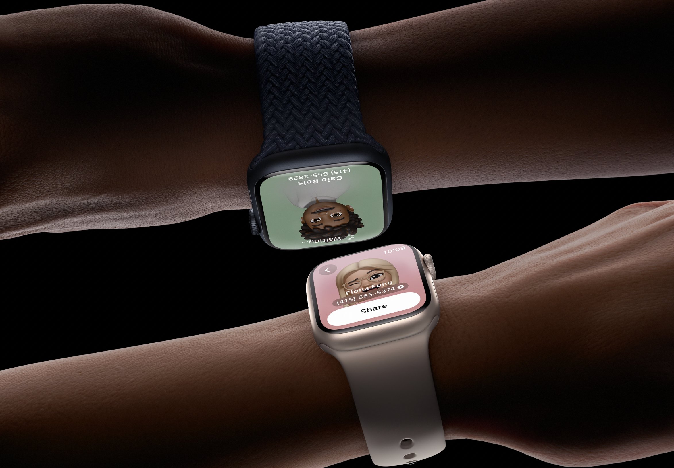 Apple Watch Series 9 usando NameDrop para intercambiar contactos