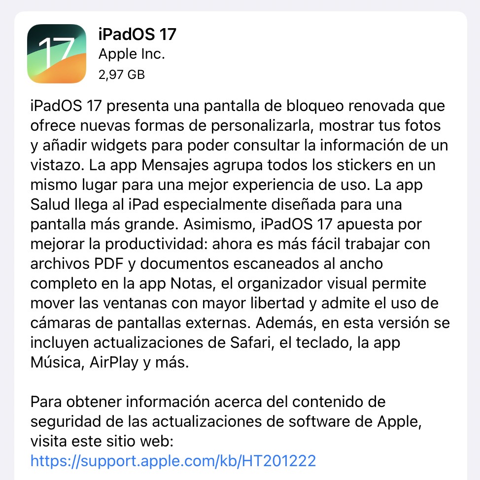 iPadOS 17 ya disponible