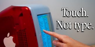 Pantalla táctil en un iMac G3 del año 2003