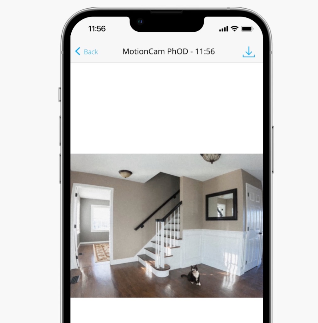 Abriendo una imagen en directo de la MotionCam (PhOD) en la App de Ajax en un iPhone