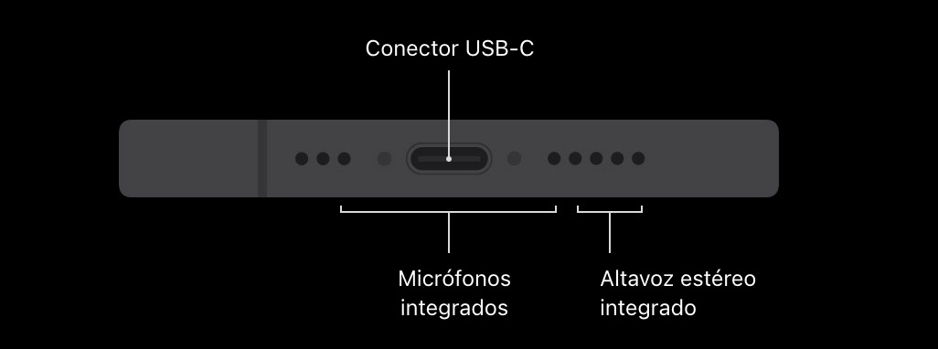 Conector USB-C, micrófonos y altavoz integrados en el iPhone 15 Pro