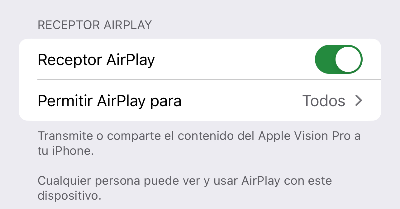 Configurando un iPhone para que sea recibidor de AirPlay