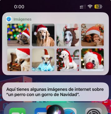 Esto es lo que Siri pone en pantalla cuando le pides que genere una imagen de un perro con un gorro de Navidad