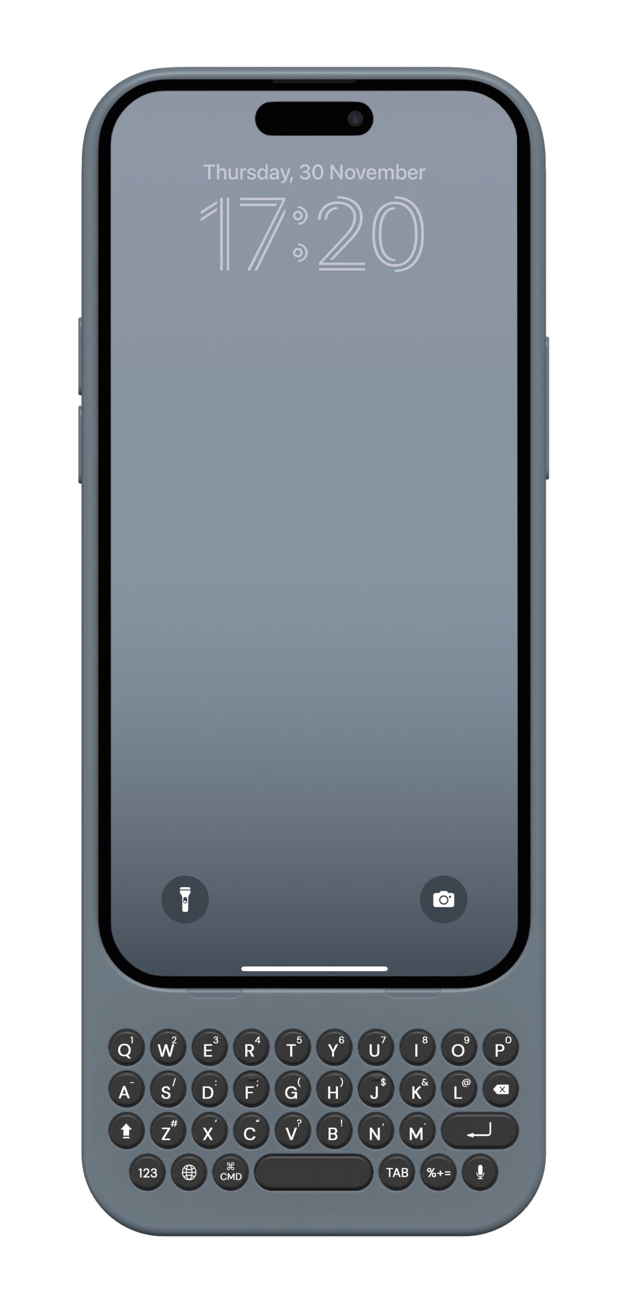 Teclado físico y funda con plataforma de carga inalámbrica para iPhone 15 Pro Max