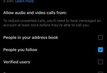 Opción para determinar de quién recibir las videollamadas o llamadas de voz en X