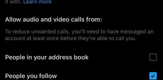 Opción para determinar de quién recibir las videollamadas o llamadas de voz en X