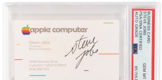 Tarjeta de visita de Steve Jobs firmada por él mismo