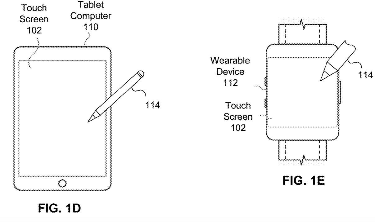 Apple pencil en un iPad o un Watch, en una patente de Apple