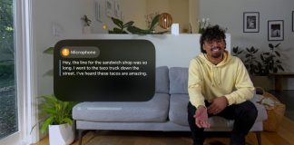 Subtítulos con una transcripción automática de lo que dice una persona delante de ti, en visionOS