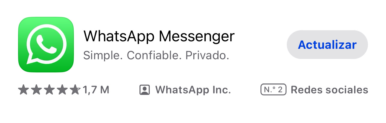 WhatsApp lista para actualizar