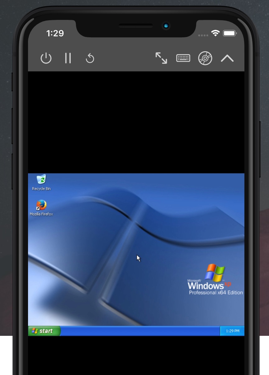 iPhone con Windows XP en un emulador