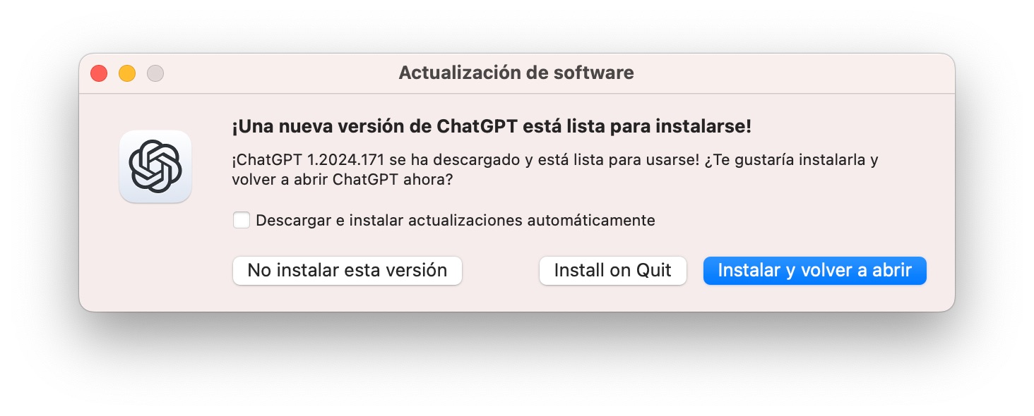 Nueva versión de ChatGPT para macOS ya disponible