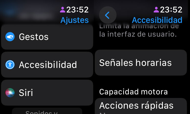 Ajustes de señales horarias en el Apple Watch