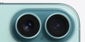 Cámaras traseras del iPhone 16 dispuestas en posición horizontal para grabar spatial video o video espacial