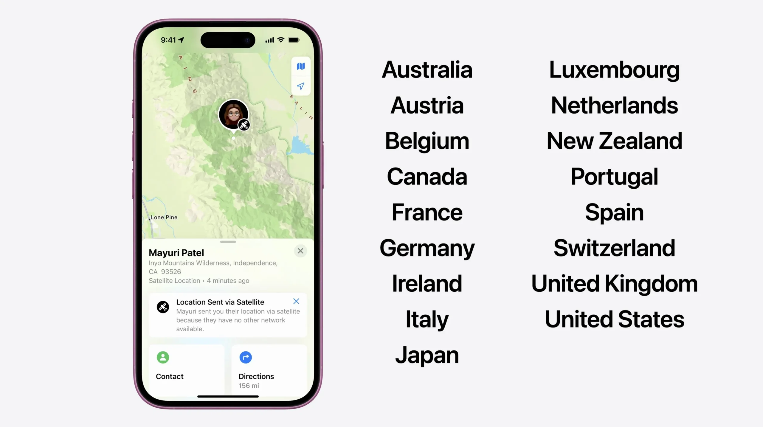 Países con cobertura satelital en el iPhone