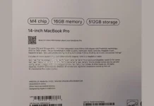 Imagen de la caja de un supuesto MacBook Pro de 14 pulgadas con M4