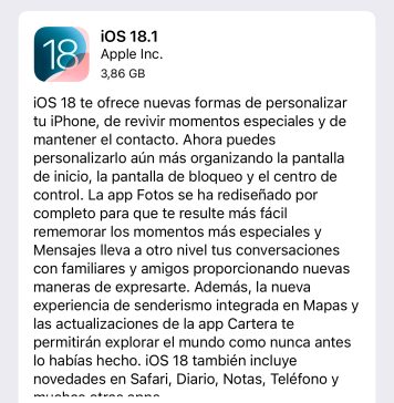 iOS 18.1 ya disponible