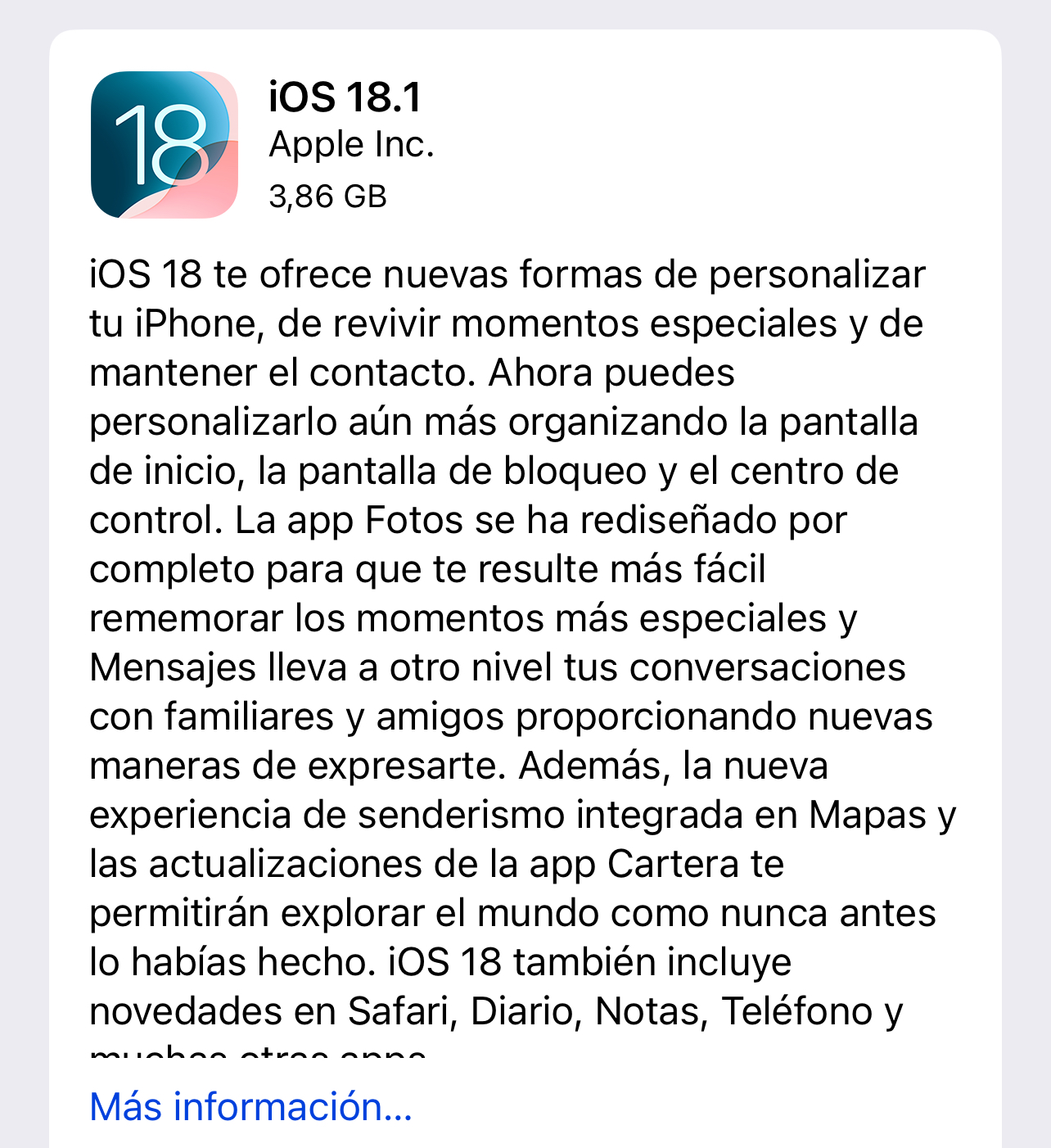 iOS 18.1 ya disponible