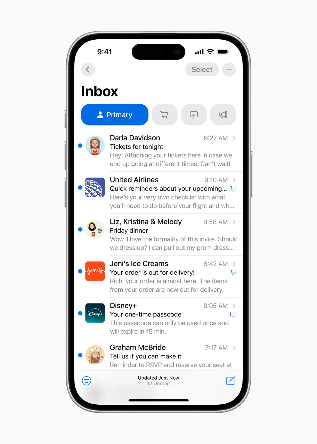 Logos de empresas en la App de Mail con Apple Business Connect