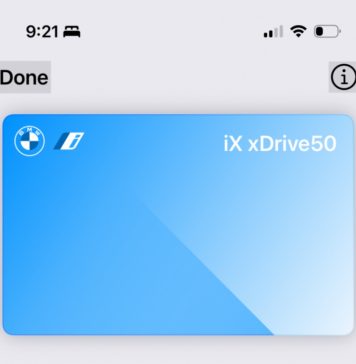Llave electrónica de un BMW en la app de Cartera - Wallet