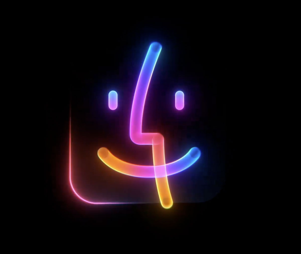 Símbolo del finder de Mac con luces de neón