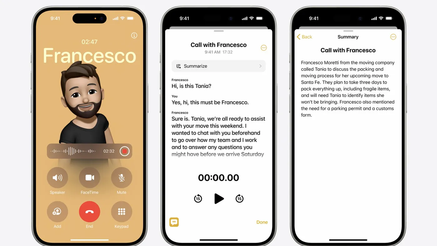 Grabación y transcripción de llamadas en iOS 18
