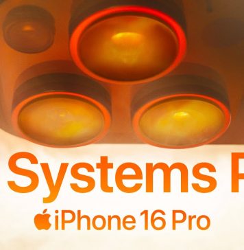 Cámara trasera del iPhone 16 Pro, All Systems Pro en un anuncio de Apple