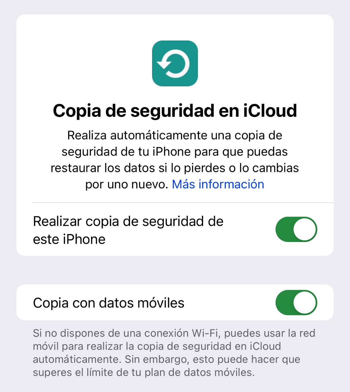 Copia de seguridad en iCloud