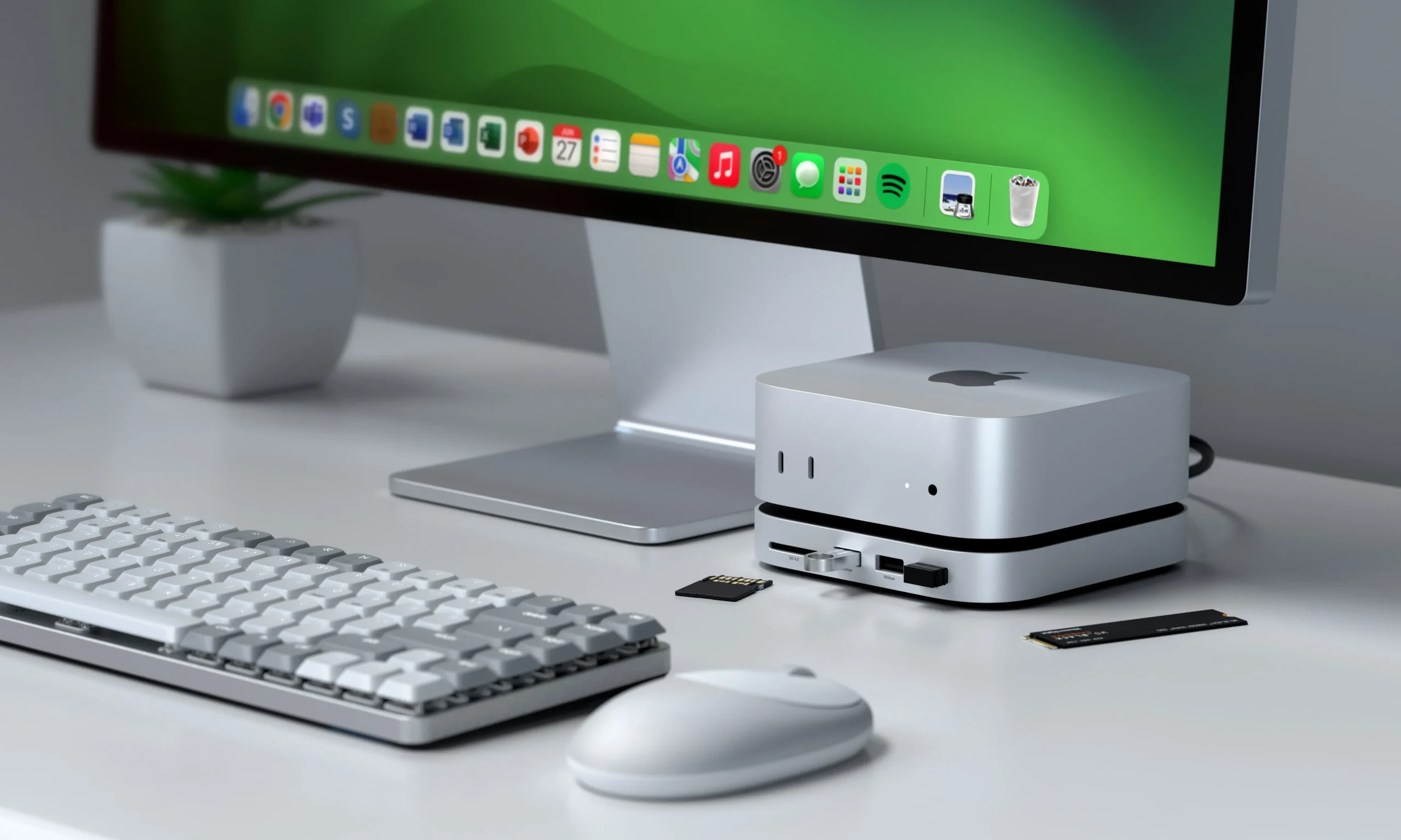 Stand y Hub USB y SSD para Mac mini