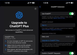 Opción de suscripción a las funcionalidades avanzadas de ChatGPT Plus en la App de Ajustes de iOS