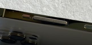 Prototipo de iPhone mostrando botones de volumen hápticos