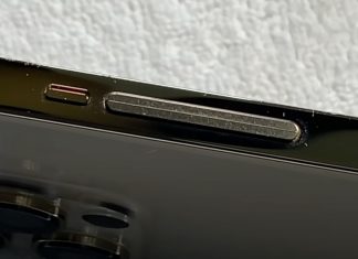 Prototipo de iPhone mostrando botones de volumen hápticos