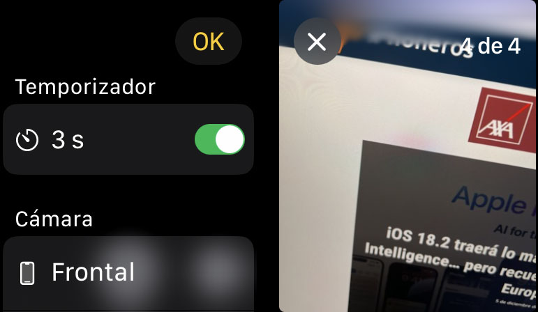 Apple de control remoto para la cámara en el Apple Watch