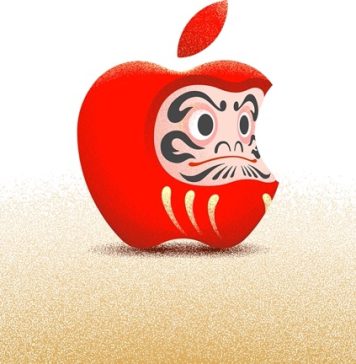 Logo de Apple convertido en un Daruma