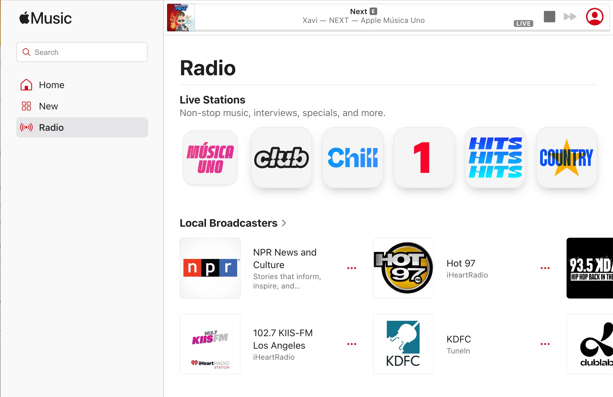 Escuchando la radio de Apple Música Uno