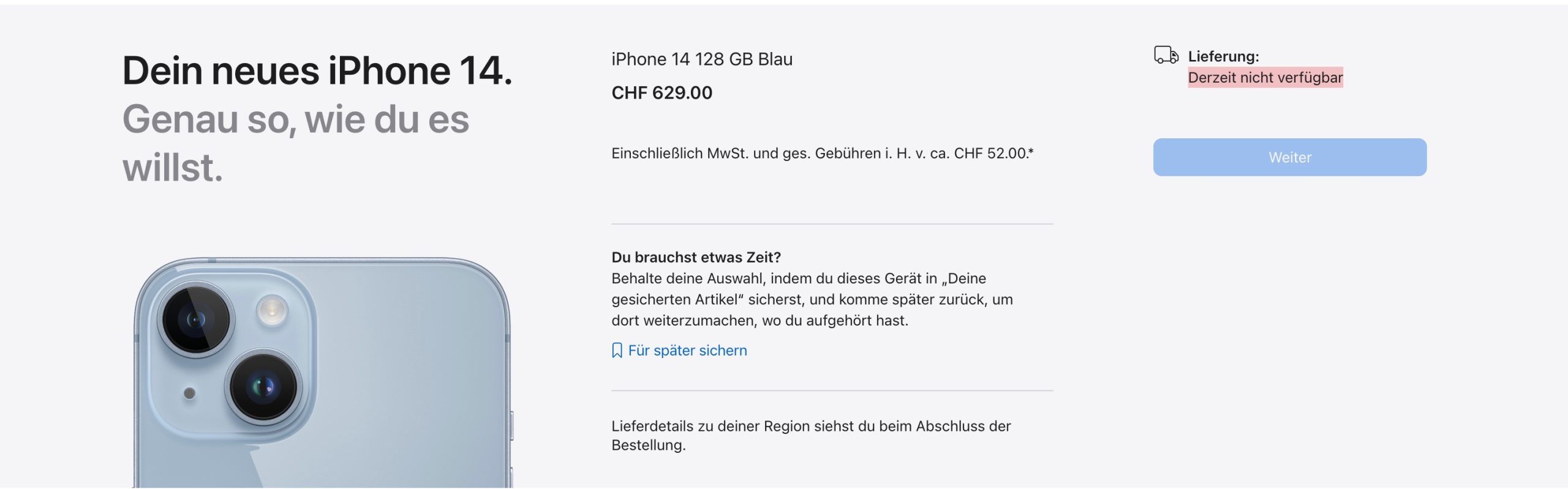 iPhone 14 no disponible en la Apple Store de Suiza