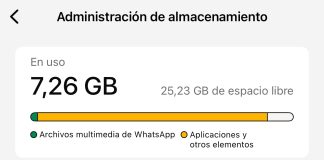 Apartado de administración de almacenamiento de WhatsApp