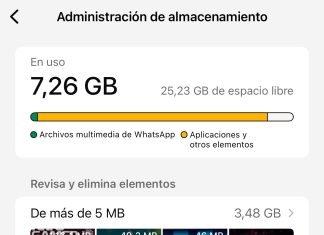 Apartado de administración de almacenamiento de WhatsApp