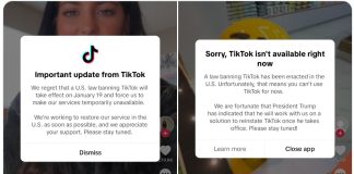 Mensaje que TikTok ha mostrado en EEUU a todos los usuarios que abrieron la App en el día que había que desactivar el servicio, pero que unas 12 horas después ha vuelto a estar disponible