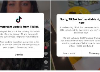 Mensaje que TikTok ha mostrado en EEUU a todos los usuarios que abrieron la App en el día que había que desactivar el servicio, pero que unas 12 horas después ha vuelto a estar disponible