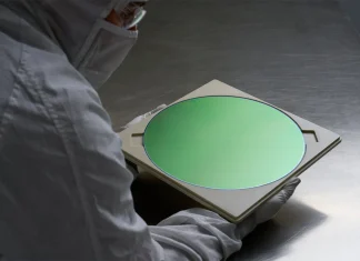 Oblea de silicio para la fabricación de alguno de los chips de Apple