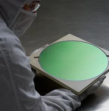 Oblea de silicio para la fabricación de alguno de los chips de Apple