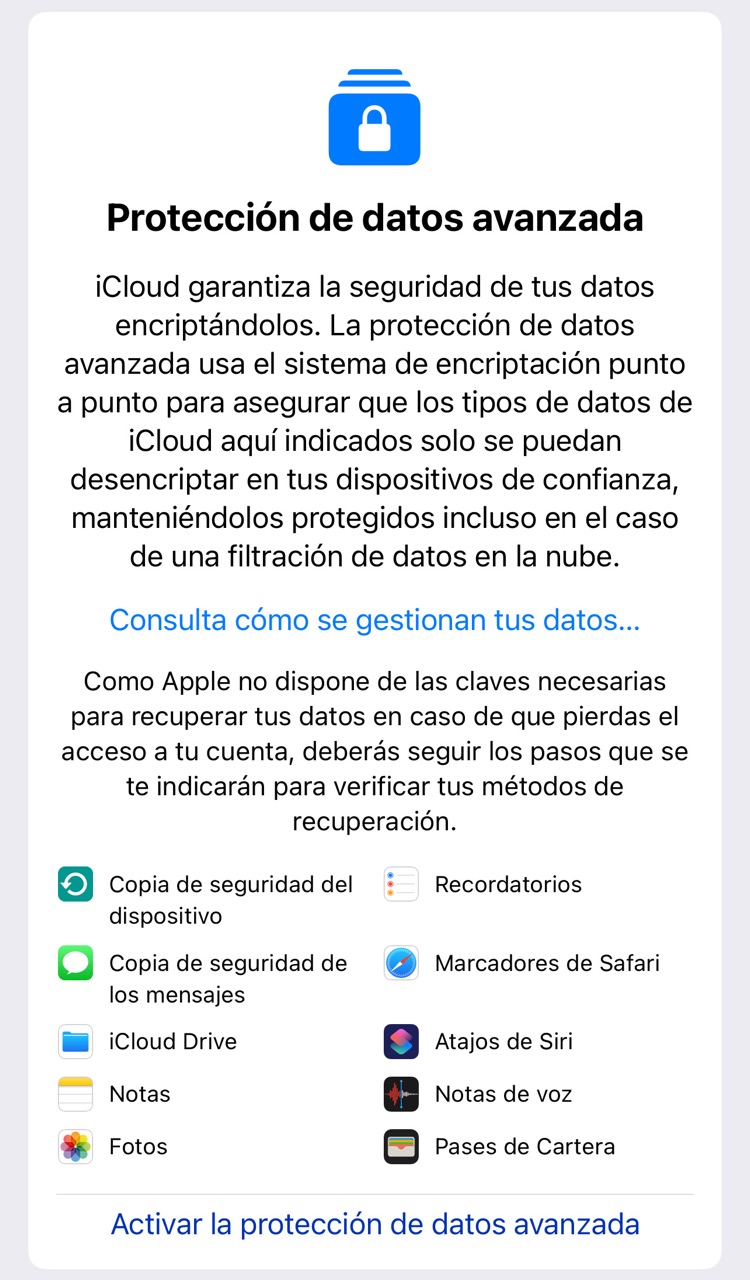 Protección de datos avanzada