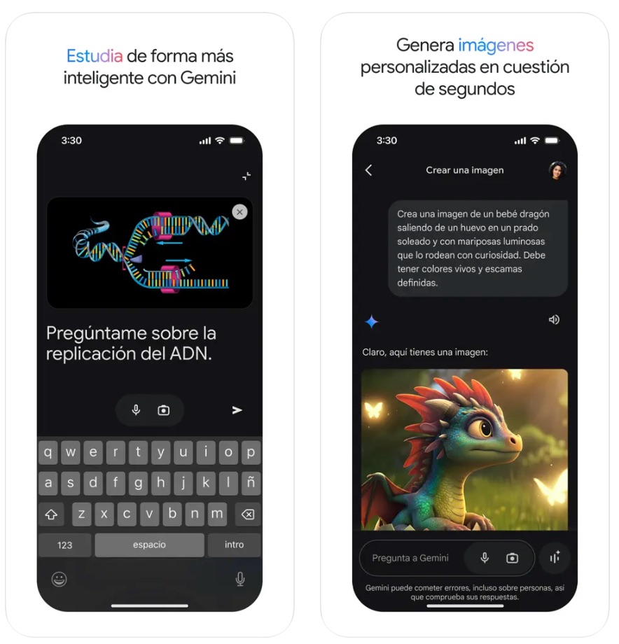 Appe de la IA de Google, Gemini, para iOS