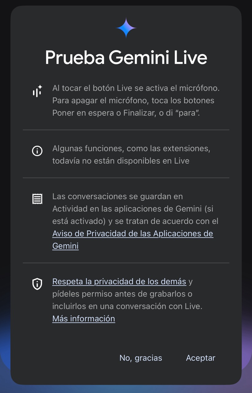 Gemini Live, la parte conversacional de la IA de Google