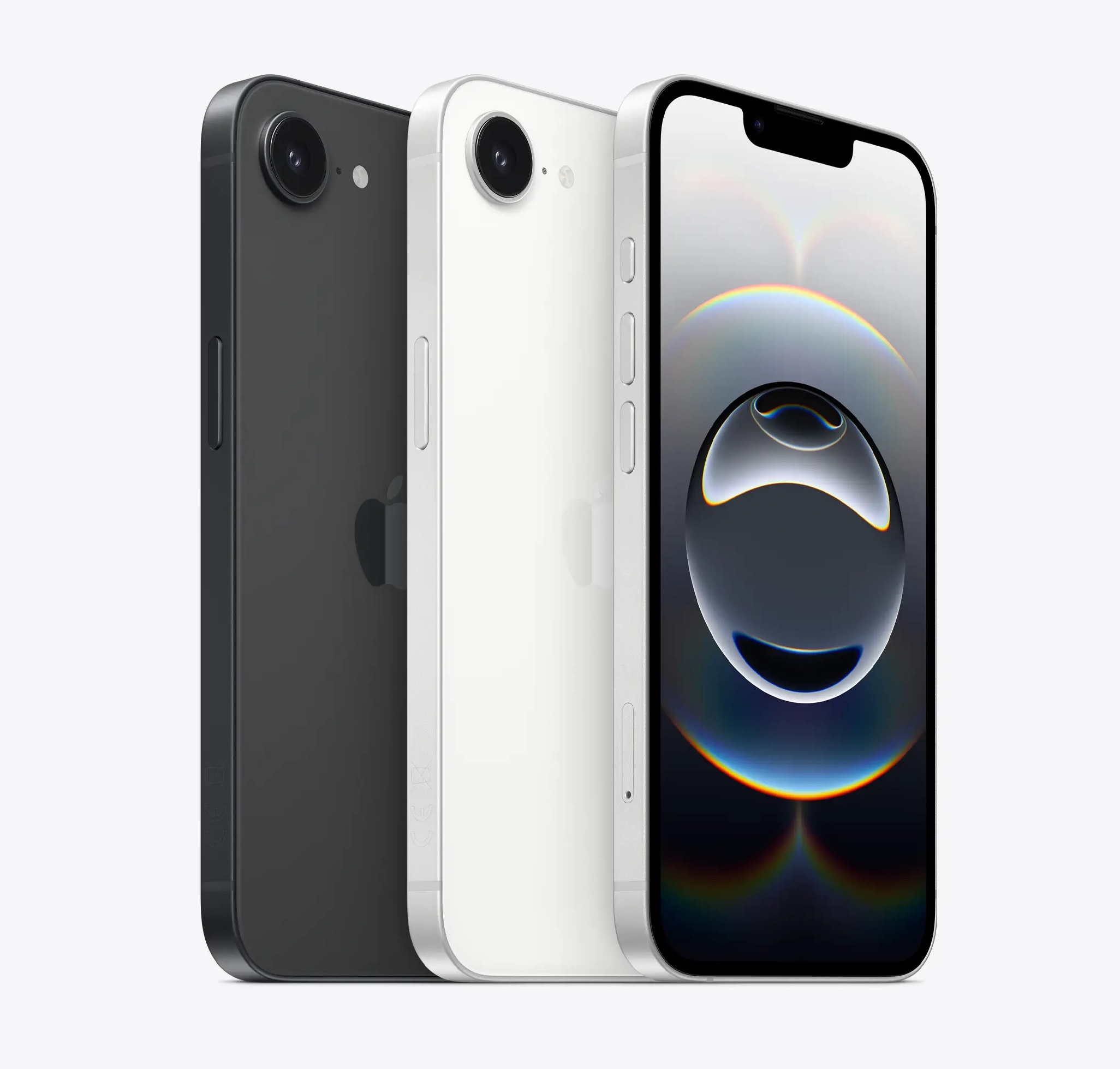 Colores del iPhone 16e, en negro y blanco