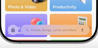 Buscador en la parte inferior de la pantalla en iOS 19, según una recreación