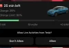 Widget mostrando estado de carga de la batería de un coche de Tesla