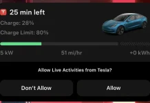 Widget mostrando estado de carga de la batería de un coche de Tesla