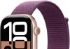 Apple Watch Series 10 en color oro rosa con correa loop deportiva en color ciruela, caja de 46 mm